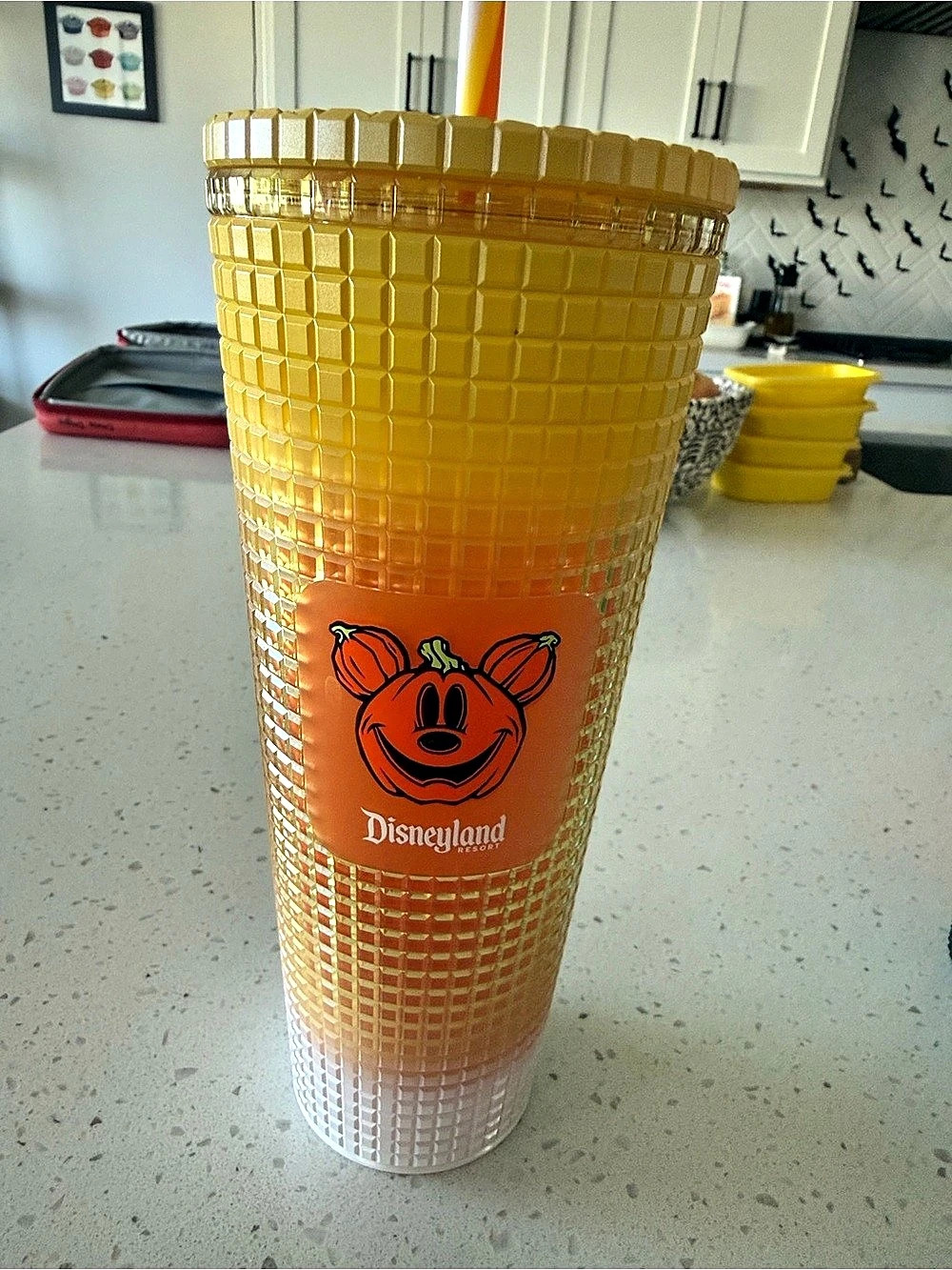 Disneyland Halloween Textured Tumbler in Orange & White